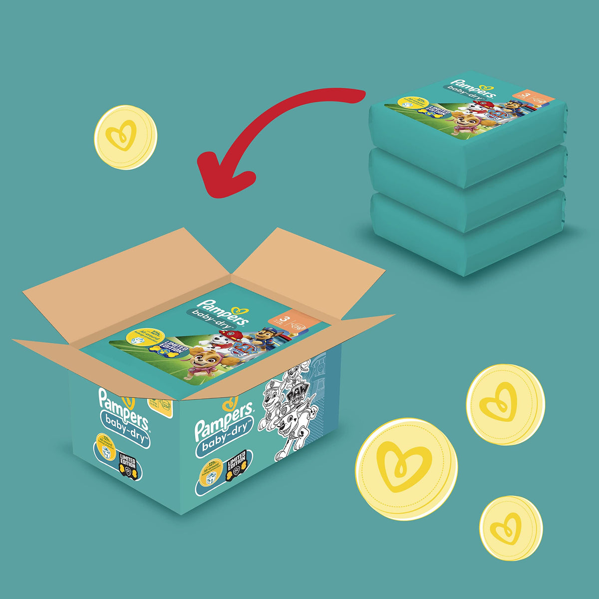 Pampers Baby-Dry Nappies, Size 6 Giant, 164 Count