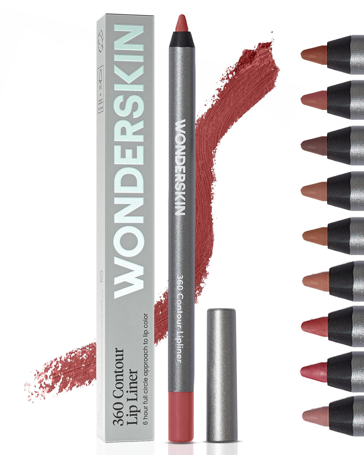 Wonderskin Lip Liner Pencil - 360 Contour Lipliner, Long Lasting, Sharpenable, Waterproof and Transfer-Proof Nude Lip Liner Pencil (Blush)