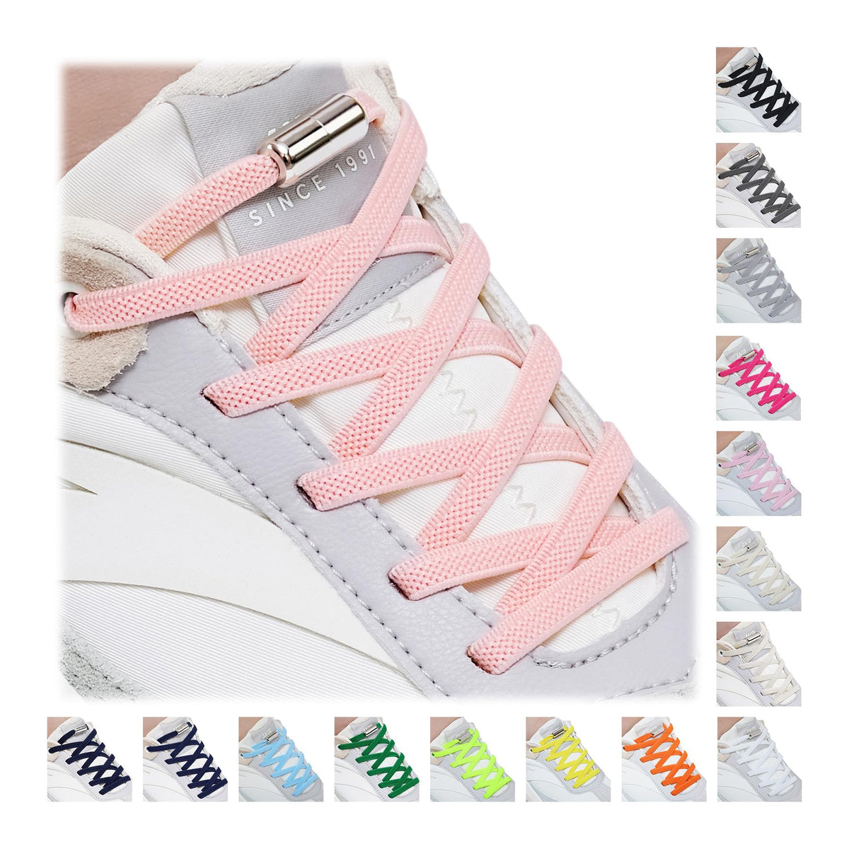 Handshop 2 Pairs Elastic Laces, No Tie Shoelaces for Trainers