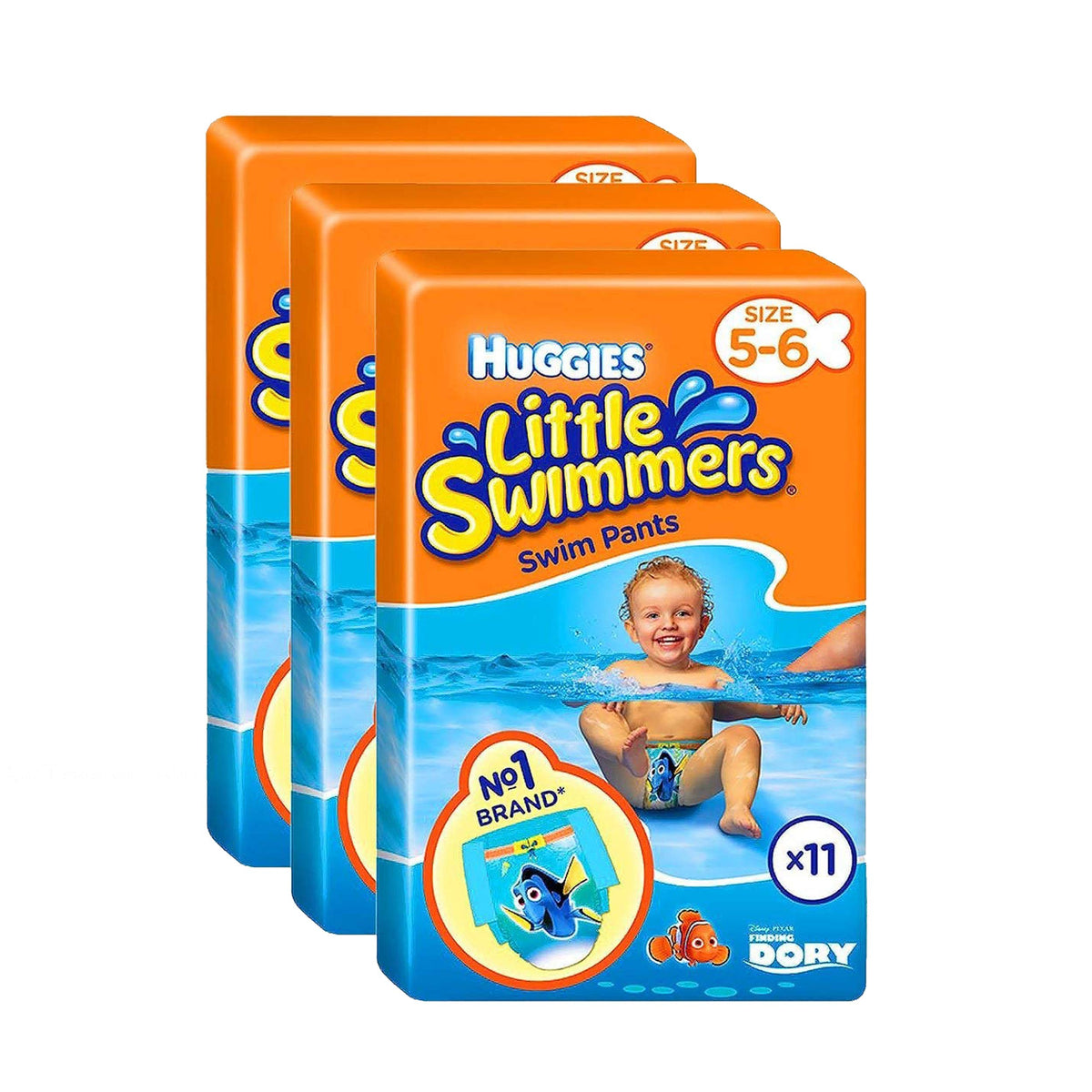 Huggies Little Swimmers, Swim Nappies, Size 5-6 - 33 Pants - Maximum Protection Swimming Nappies with Leak Guards - All-Round Stretchy Waistband
