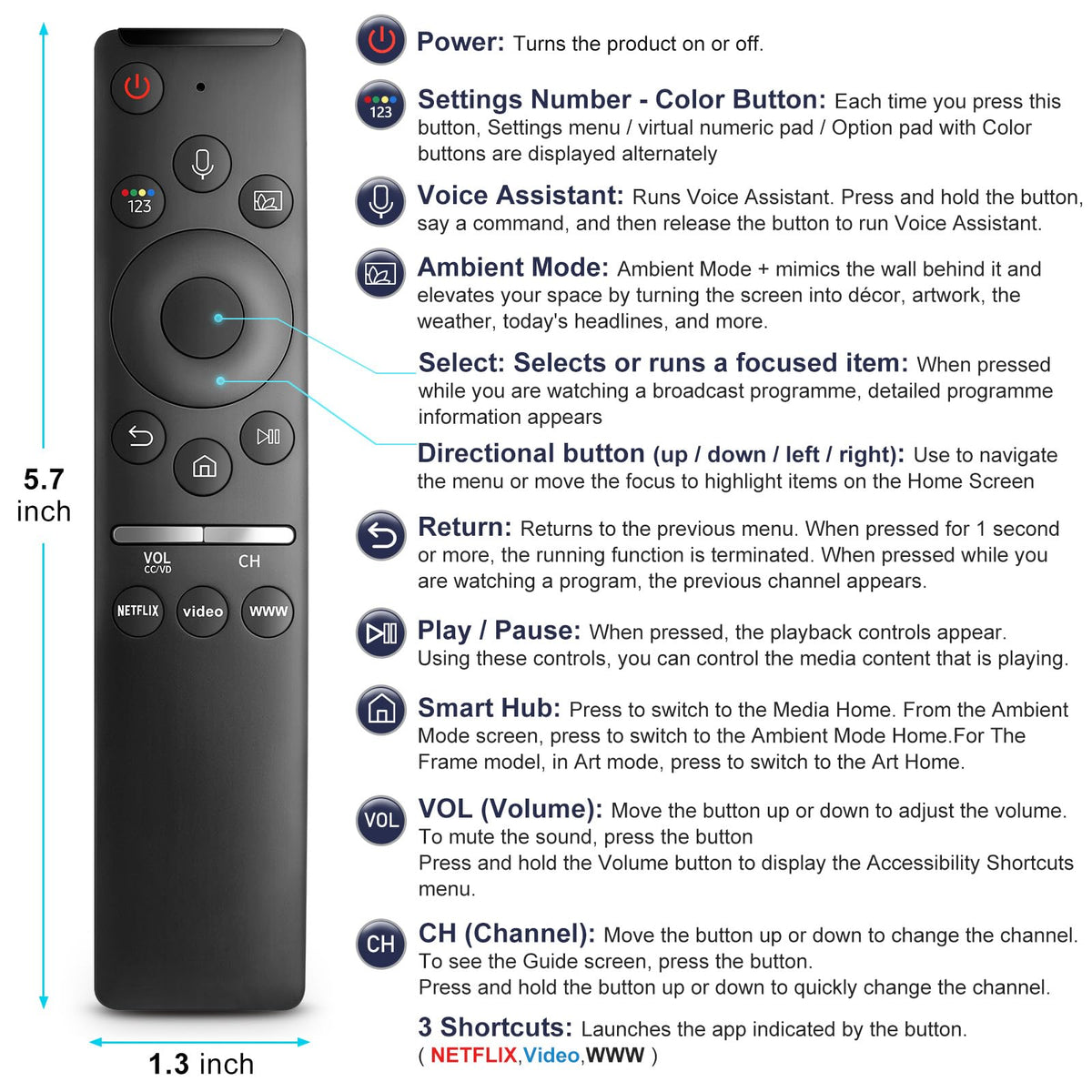 Universal for Samsung TV Remote Replacement【2 Pack】