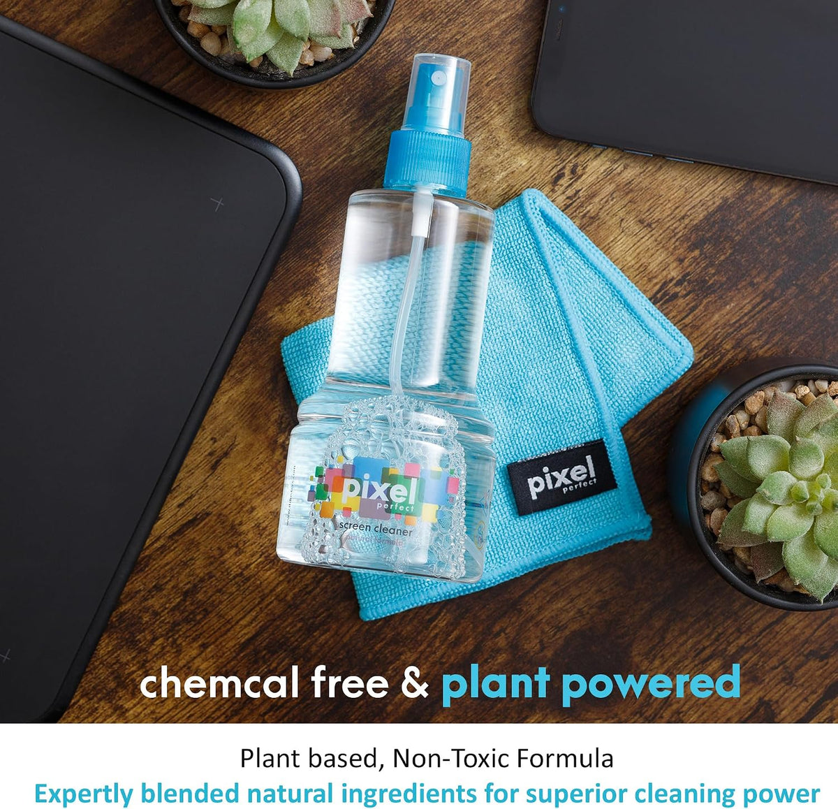 Pixel Perfect Screen Cleaner Kit for TV, Laptops, Computers, Monitors, Phones, Tablets, 300ml Cleaning Kit, Premium Natural Spray