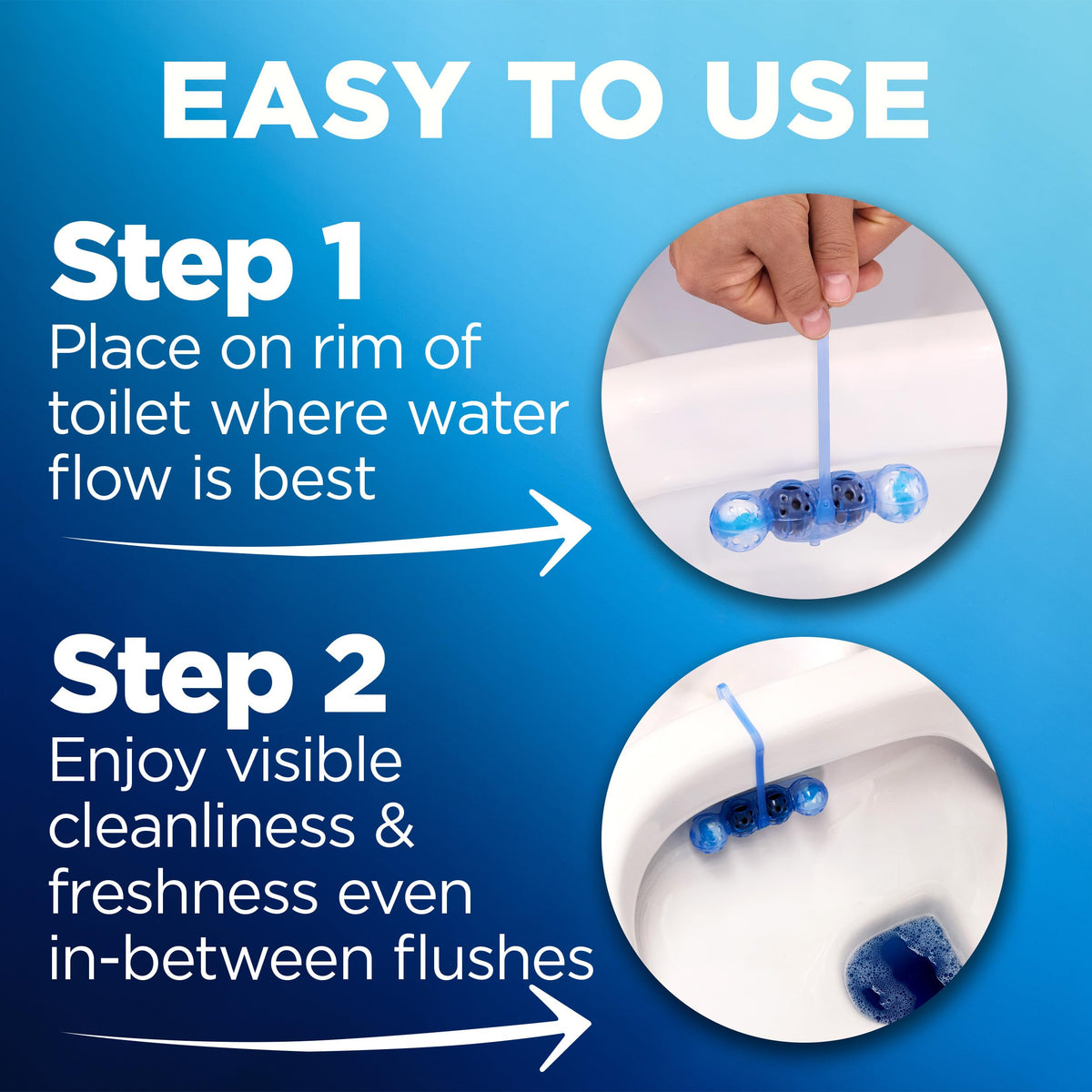Bloo Self Active Single Toilet Rim Block and Bowl Cleaner with Flower. Hanging Toilet Bowl Cleaner Rim Block with 100% More Cleaning Power.