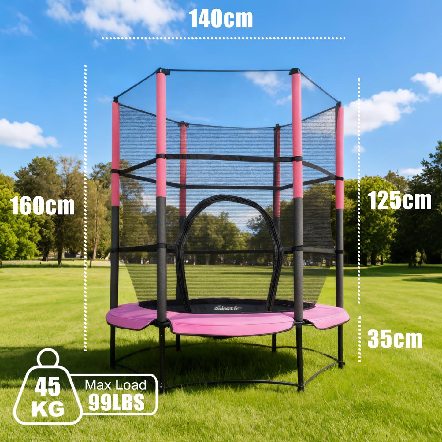 GALACTICA 55" Kids Mini Trampoline with Safety Enclosure Net — Max 25 kg | 4 Colours