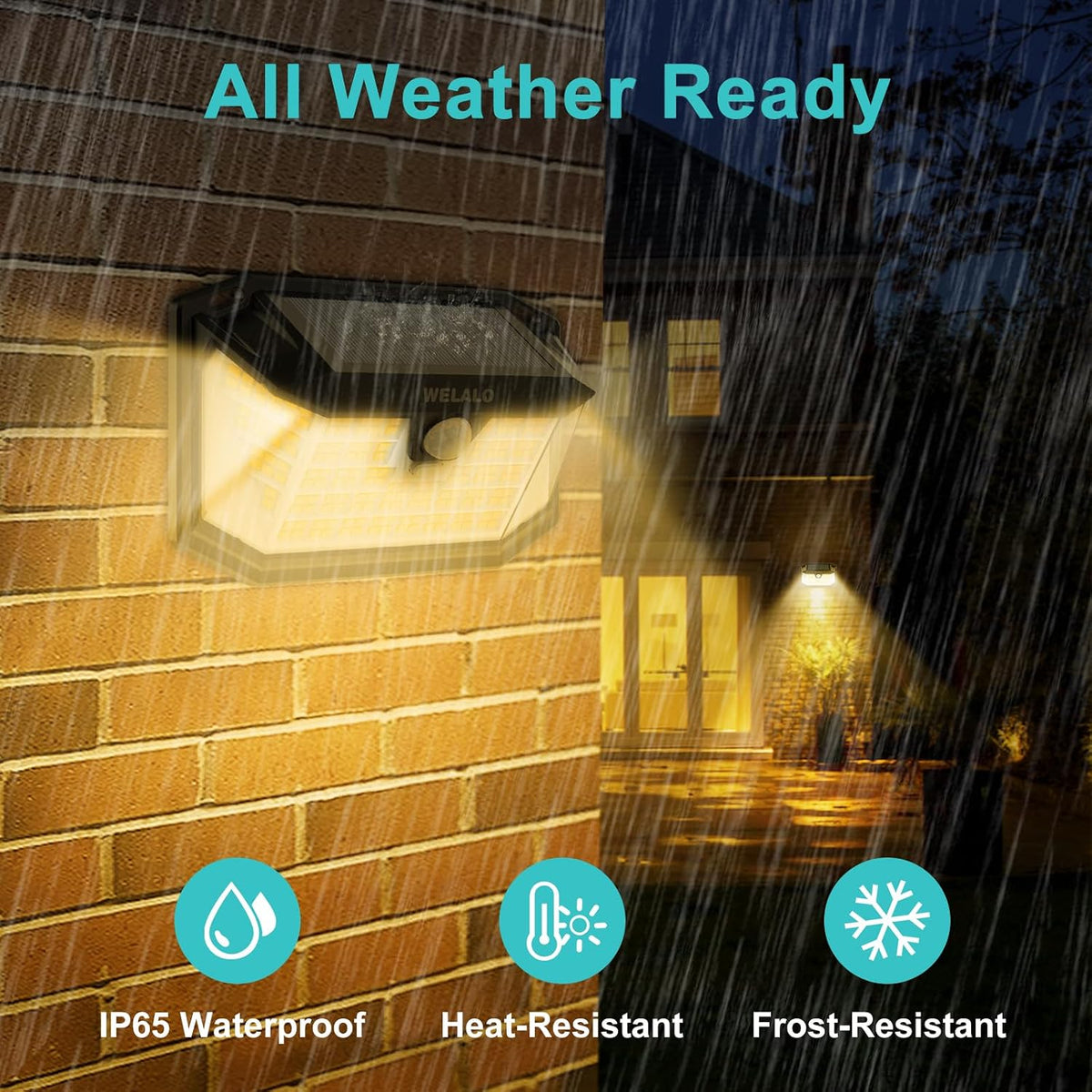 WELALO Solar Security Lights, 188 LED Solar Motion Sensor Lights, IP65 Waterproof Solar Lights Outdoor Garden, 3 Modes PIR Solar Powered Wall Lights for Outside Garden Fence Door Yard (4 Pack)