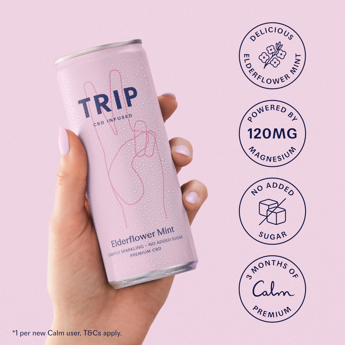 TRIP Cucumber Mint Sparkling drink with 120MG calming Magnesium + Lion’s Mane + Chamomile + Lemon Balm. Low Calorie and Vegan (Pack of 12 x 250ml) - Packaging Might Vary