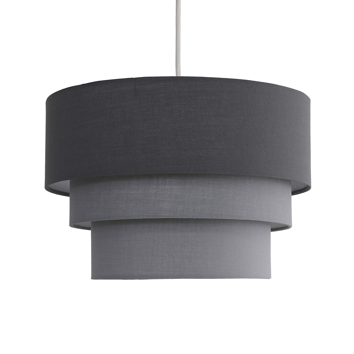 MiniSun | Round Modern 3 Tier Fabric Ceiling Pendant Light Shade in Black | Pendant Lights, Home Décor & Improvement Essential | 30cm Shade Width