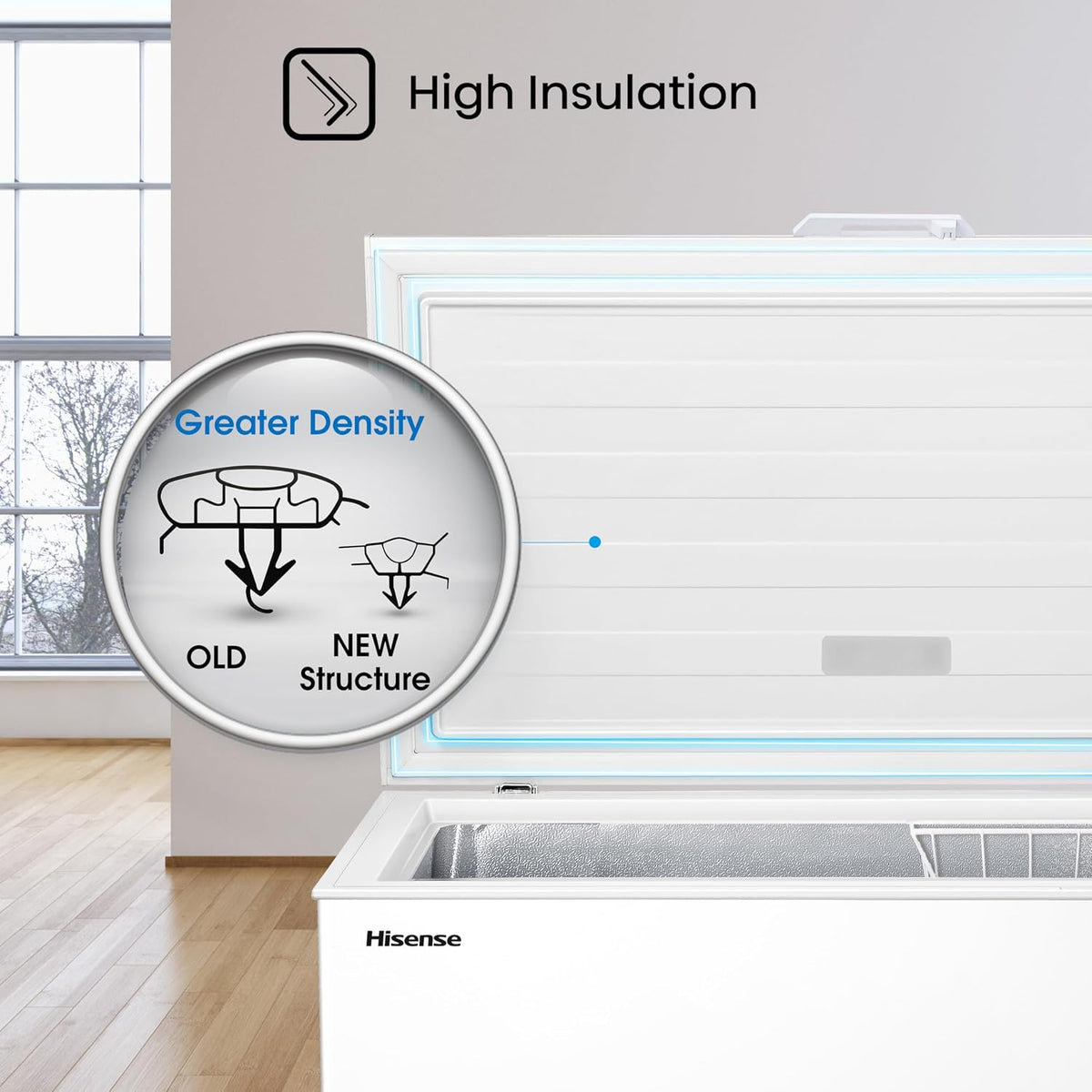 Hisense FC386D4AWLE 297Litres Freestanding Chest Freezer, 4 Star Freezer Rating, E Rated in White