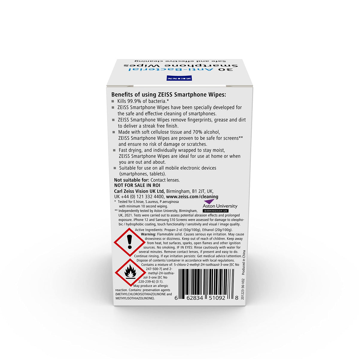 ZEISS Sunglasses Wipes, Removes Fingerprints, Suncream, Dirt, Dust & Oil. Individually Packed Pre-Moistened Wipes Perfect to use at Home or On-The-Go. Fast-Drying and Portable. 8 Packs x 10 Wipes