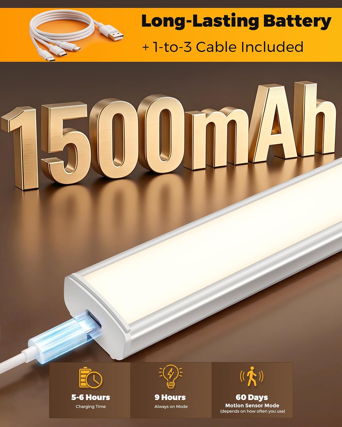 Under Cabinet Kitchen Lights 5 Pack, Motion Sensor Lights Indoor, 25CM