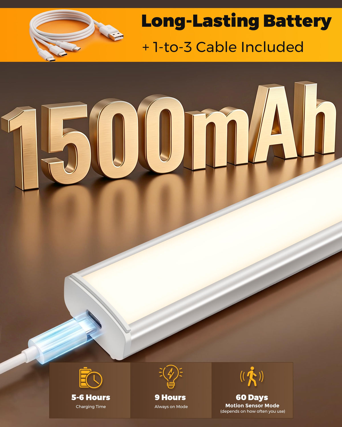 Under Cabinet Kitchen Lights 5 Pack, Motion Sensor Lights Indoor, 25CM