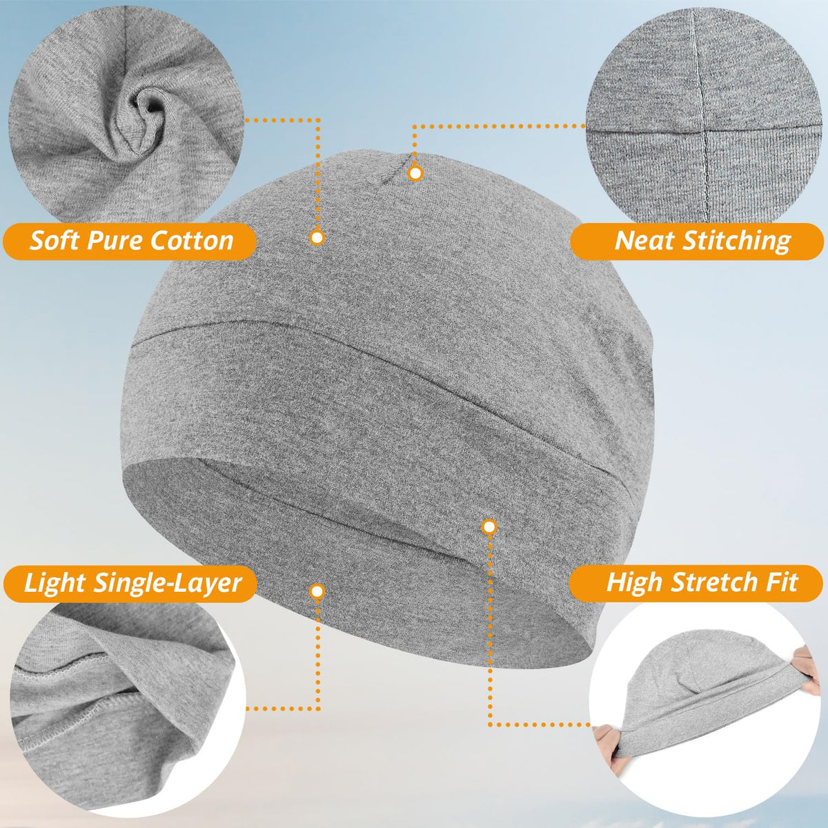 EINSKEY 100% Cotton Skull Caps for Men, Multipurpose Daily Wear Beanie Hat