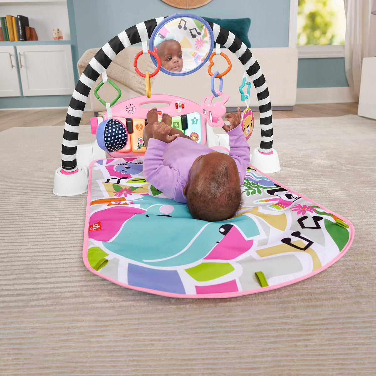 Fisher-Price Kick & Play Piano Baby Gym, Navy Fawn