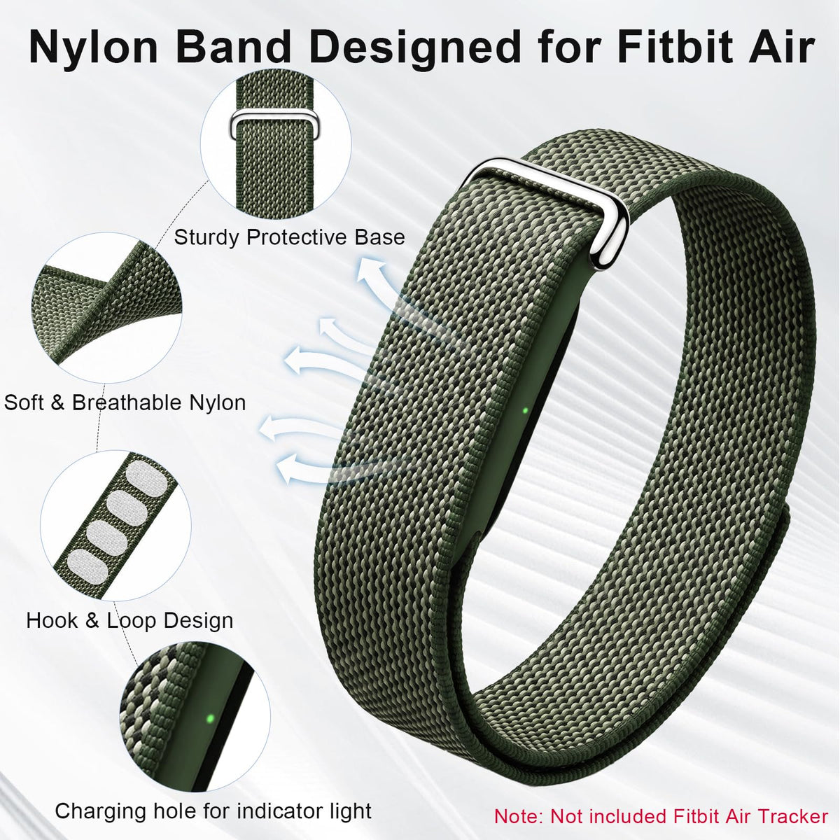 Compatible with Google Fitbit Air Strap Nylon Loop Sport Replacement Band