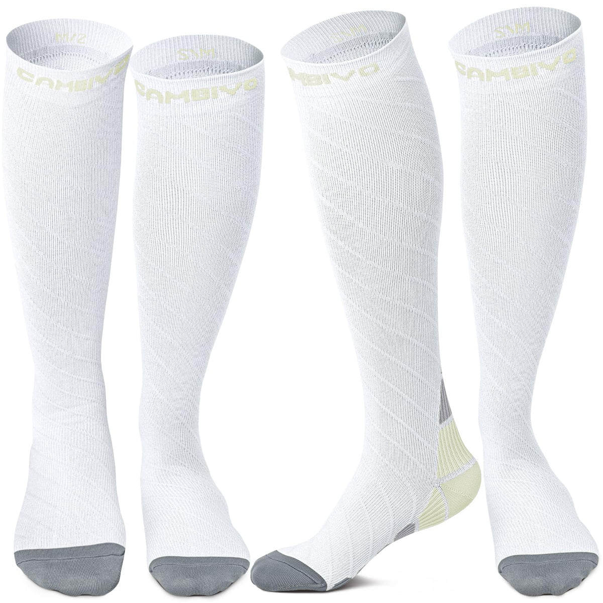 CAMBIVO Compression Socks for Women & Men 2 Pairs, Travel Flight Socks