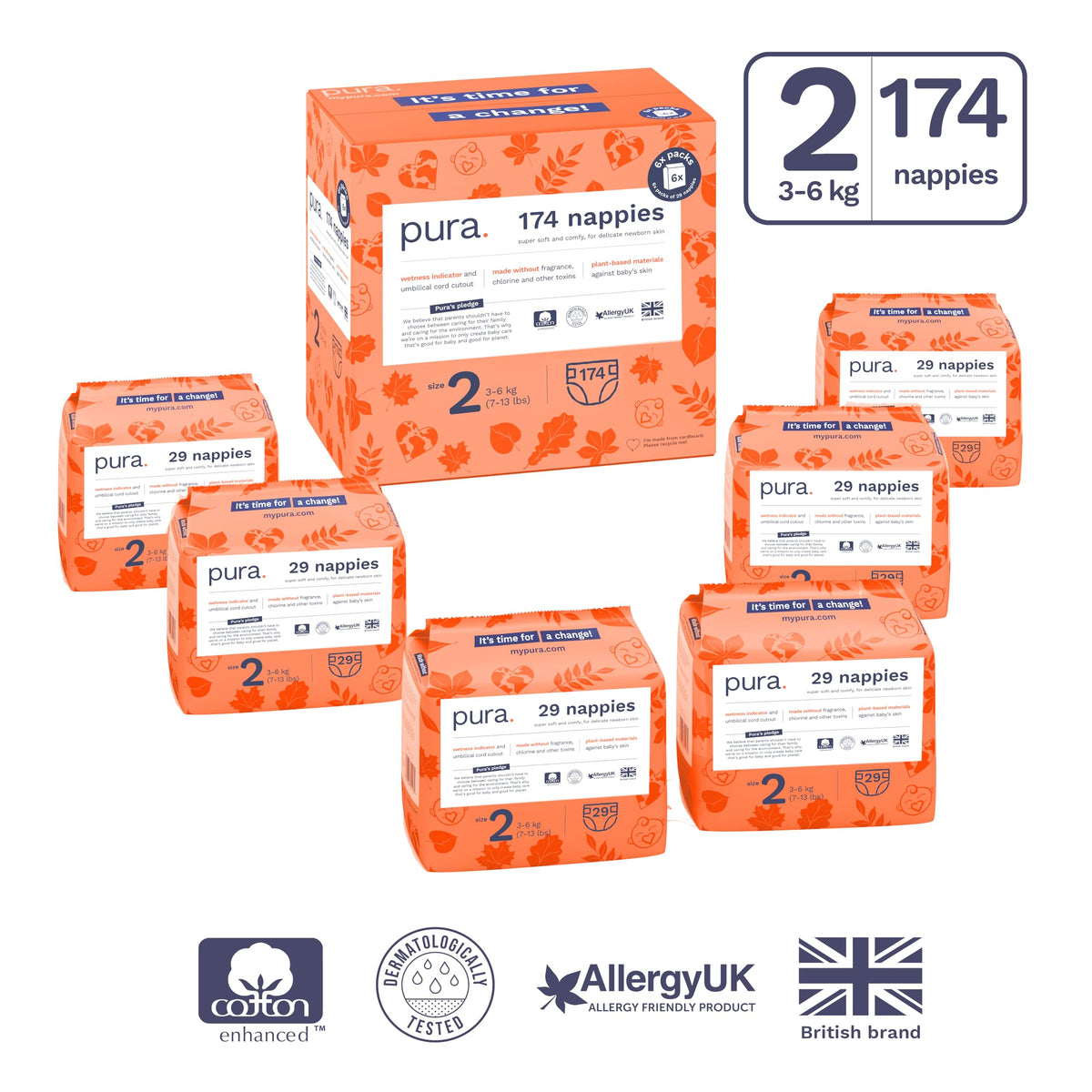 Pura Nappy Size 1 (2–5kg) 25 Count Sensitive Skin