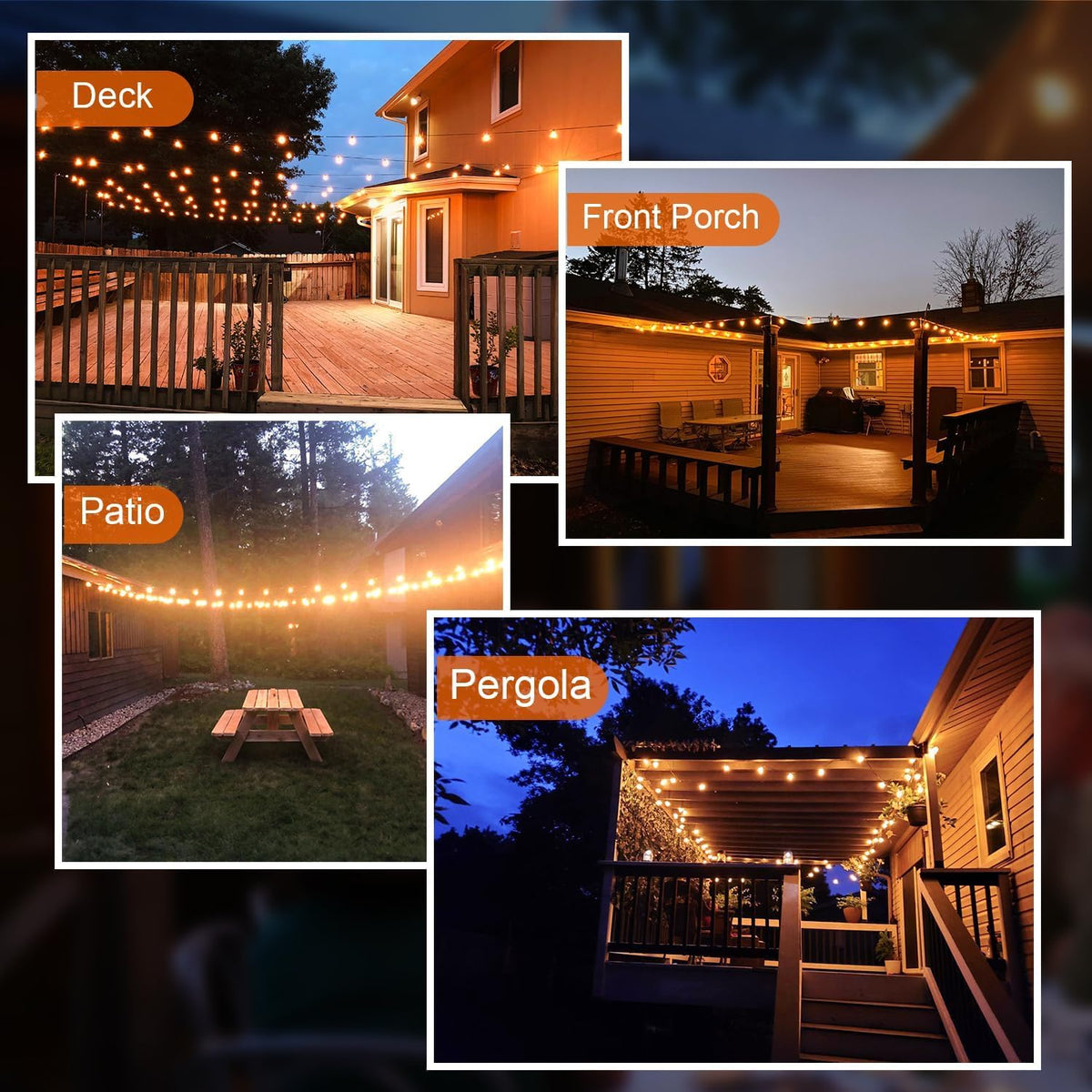 GPATIO Garden Lights, 30FT/9M LED Festoon Lights with 16 Shatterproof Bulbs