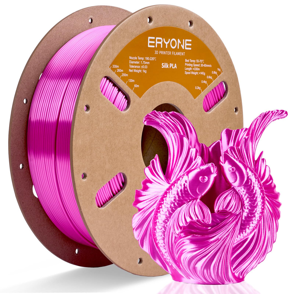 ERYONE Silk PLA Filament 1.75mm,3D Printer Filament PLA,Shiny Glossy PLA Filament,+/-0.03mm,1kg(2.2lbs)/Spool,Silk Liquid Gold