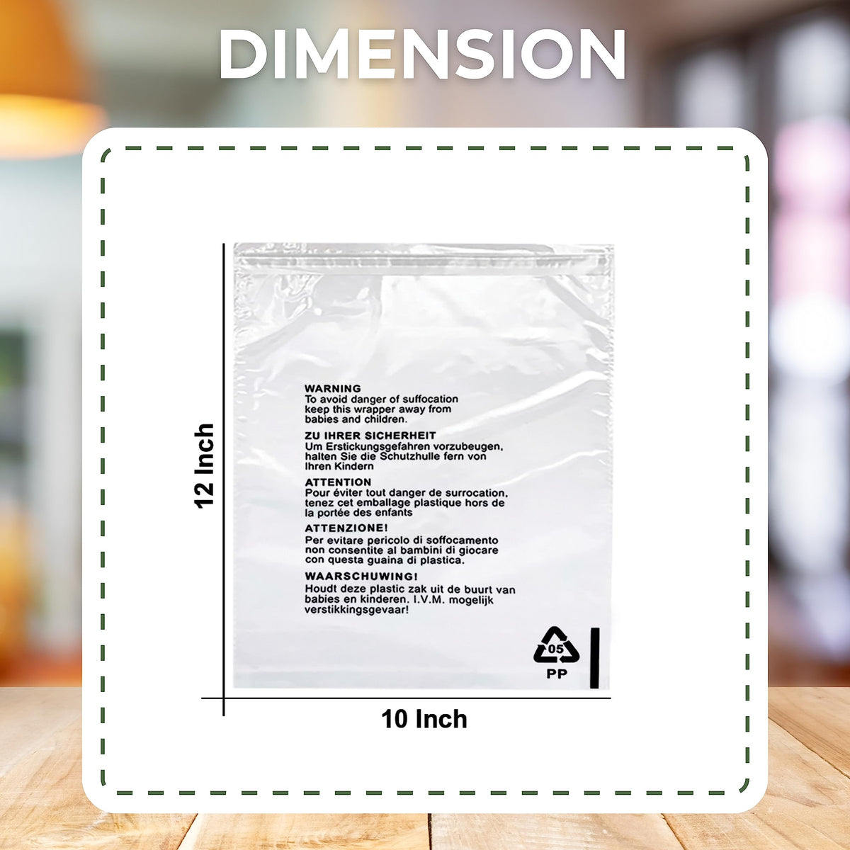 JeeJaan® 100 Pcs of Shirt Packaging Bags 12 x 16 in Clear Garment Bag 305 x 405 mm Polypropylene Bags