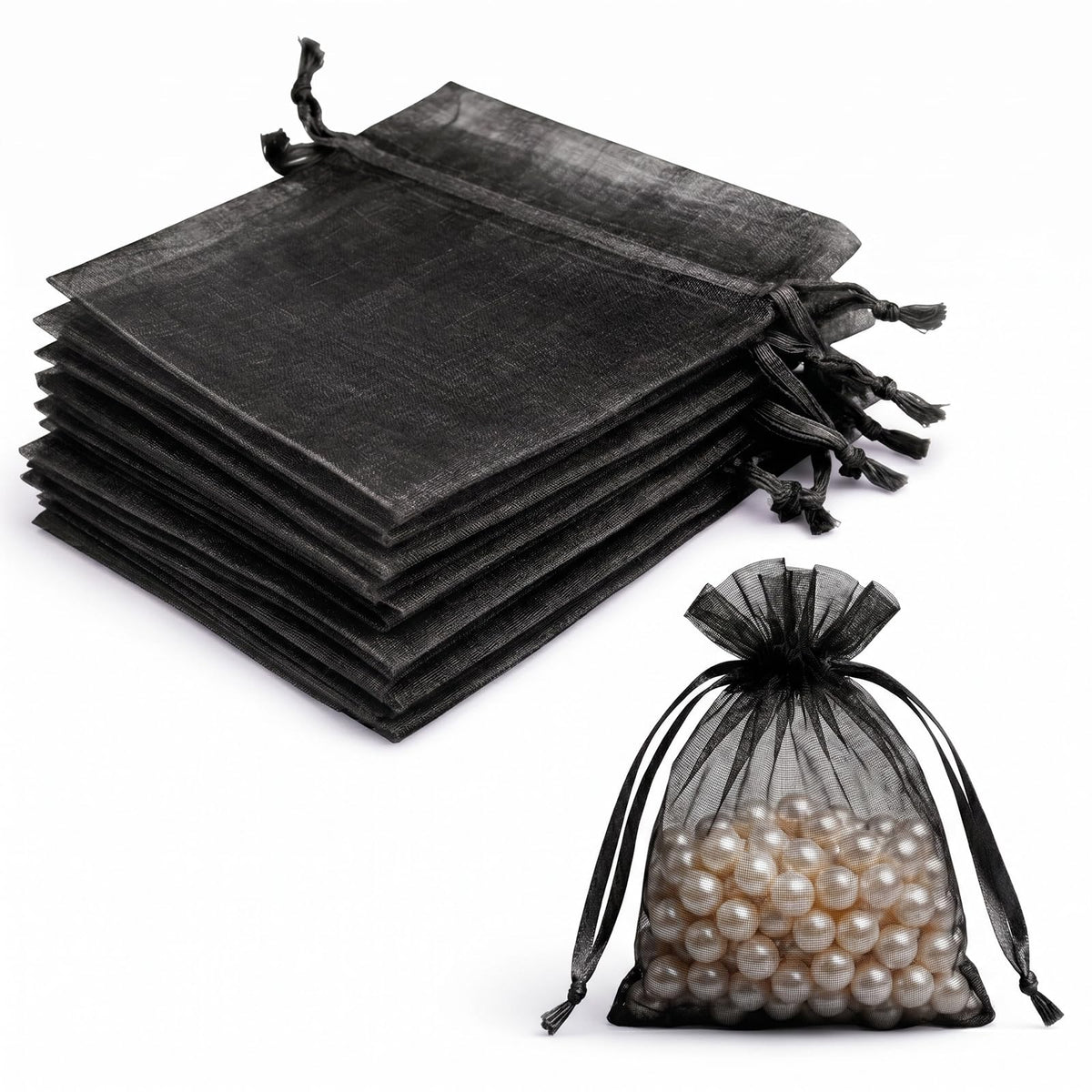 Lafefe 20Pcs Organza Gift Pouches, 7x9CM Clear Mesh Drawstring Pouches, Organza Gift Bags for Wedding Favours, Party, Festival, Candy and Game Favour Bags - Pink
