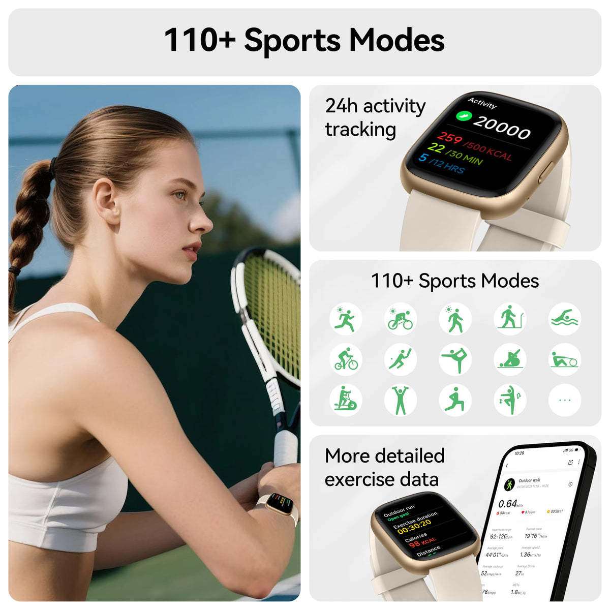 Cillso Smart Watch, Alexa Built-in, 1.83" Bluetooth Calling Fitness Watch