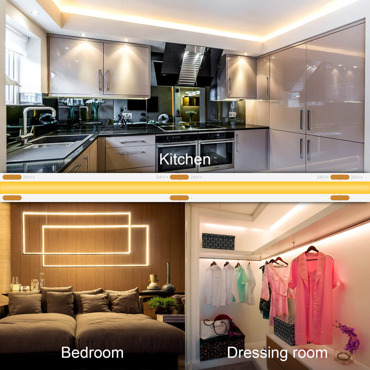 COB LED Strip 3m, 24V, Dimmable, Remote, Warm White, 2700K