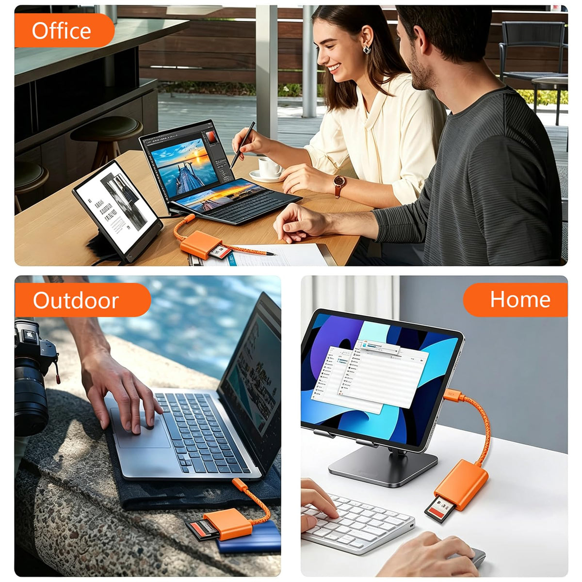 La Brodée USB C SD Card Reader for iPhone, Dual Slot Memory Card Reader