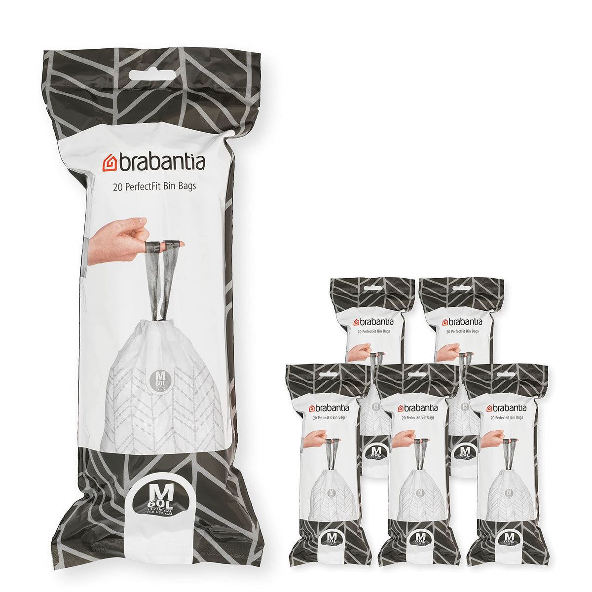 Brabantia Heavy Duty Perfect Fit Bin Liners (5 Packs of 20) 10-12 Litre