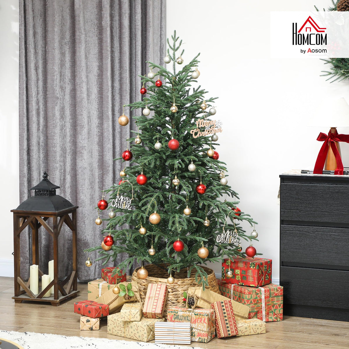 HOMCOM 6 ft Artificial Christmas Tree, 1814 Realistic Dense Branches, Green
