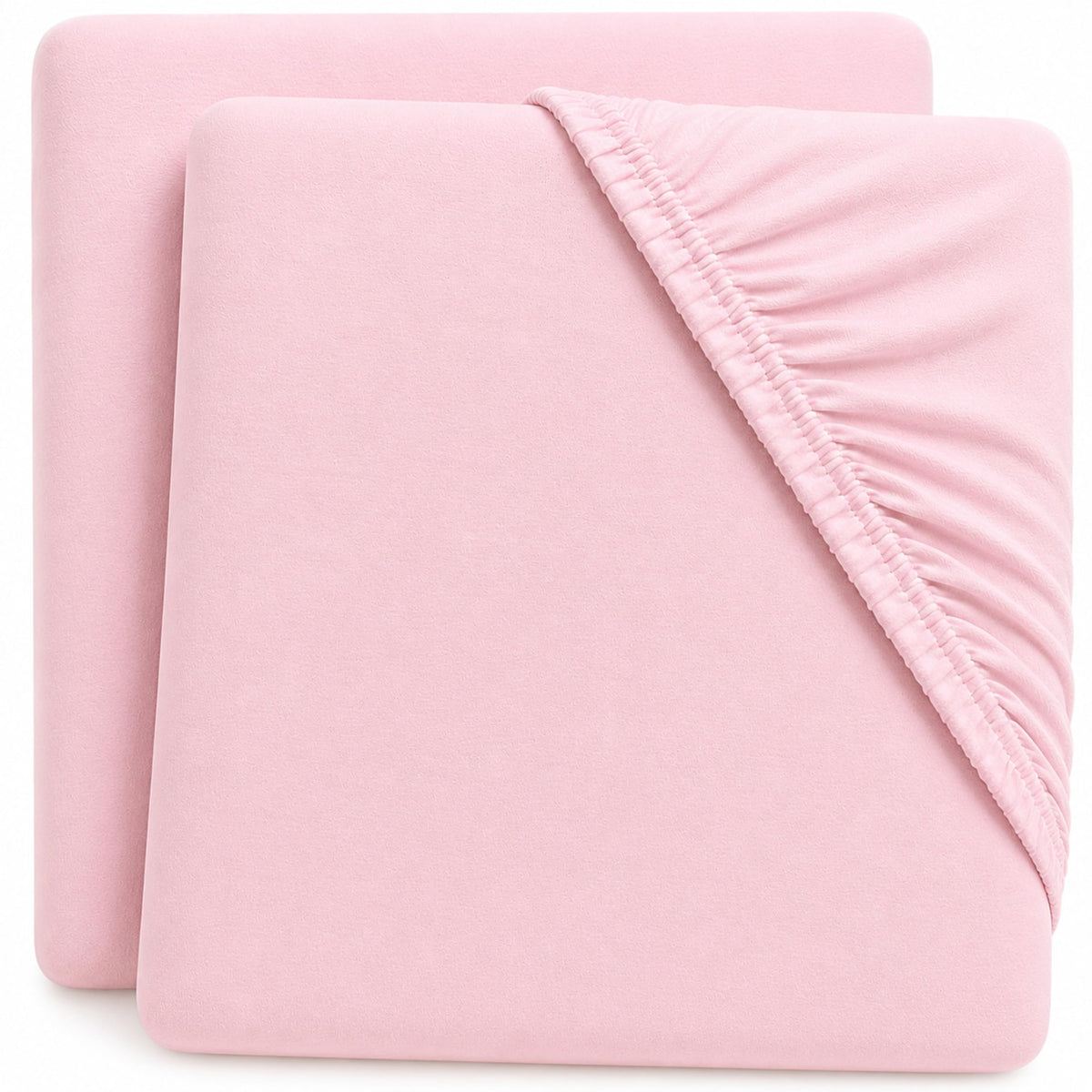 Dudu N Girlie Bedside Crib Sheets 85x51cm – Pink, 2 Pack, Soft Jersey Cotton Fitted Bedding for Co Sleeper & Baby Cribs