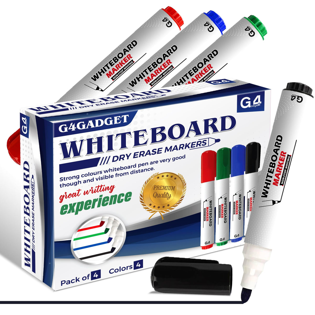 G4GADGET Nice Style Pack of 10 Non-Toxic Ink Black Colour Whiteboard Dry Wipe Marker Pens Bullet Tip