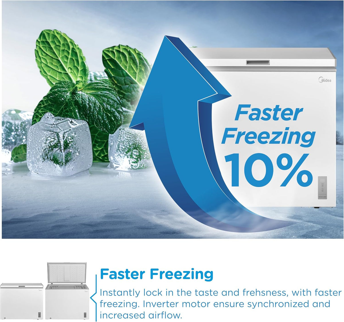 Midea 249L Chest Freezer with Convertible Refrigeration Mode, MDRC345FZE01