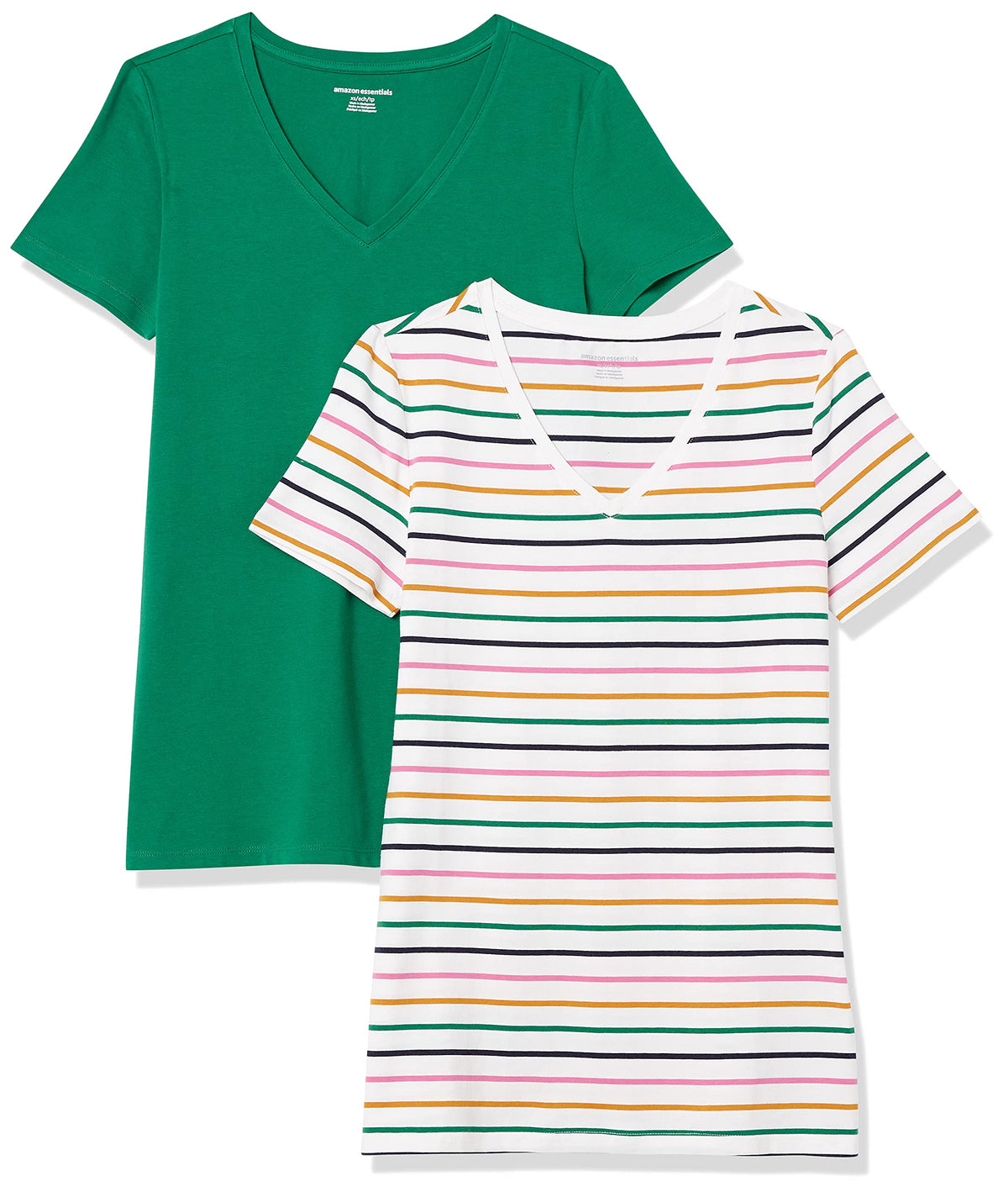 Amazon Essentials Women's Regular-Fit Short-Sleeve V-Neck T-Shirt, Multipacks