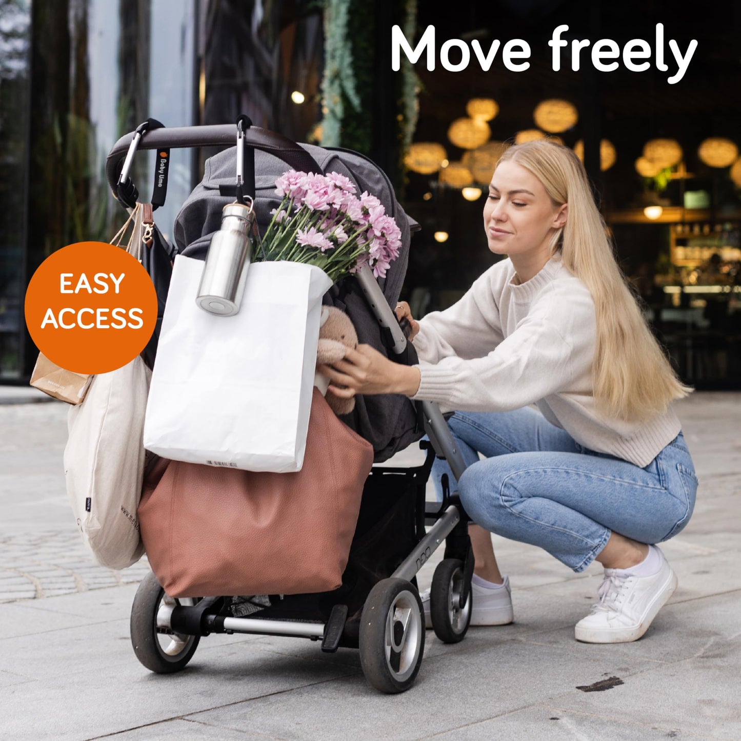 Baby Uma Buggy Clips - 2022 Double-Platinum Winning Pram Clips, Universal Pram Accessories, 5 kg Weight Capacity & Non-Slip, Baby Travel Essentials