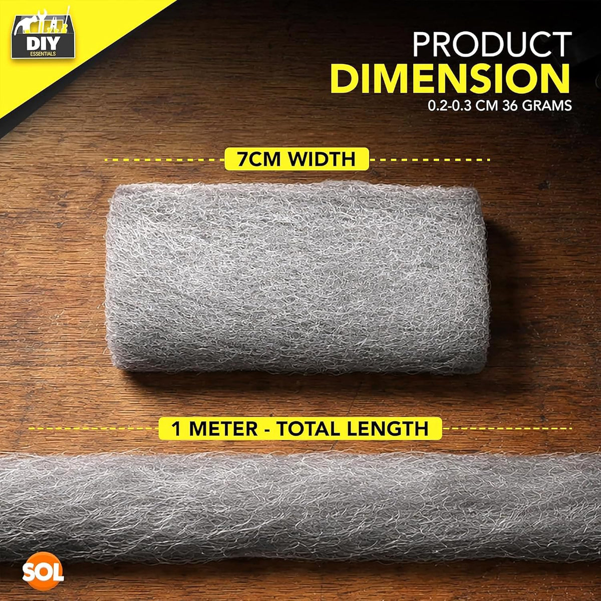 SOL 1pk Steel Wool 0000 Grade for Cleaning - Wire Wool Mice Blocker - 1m
