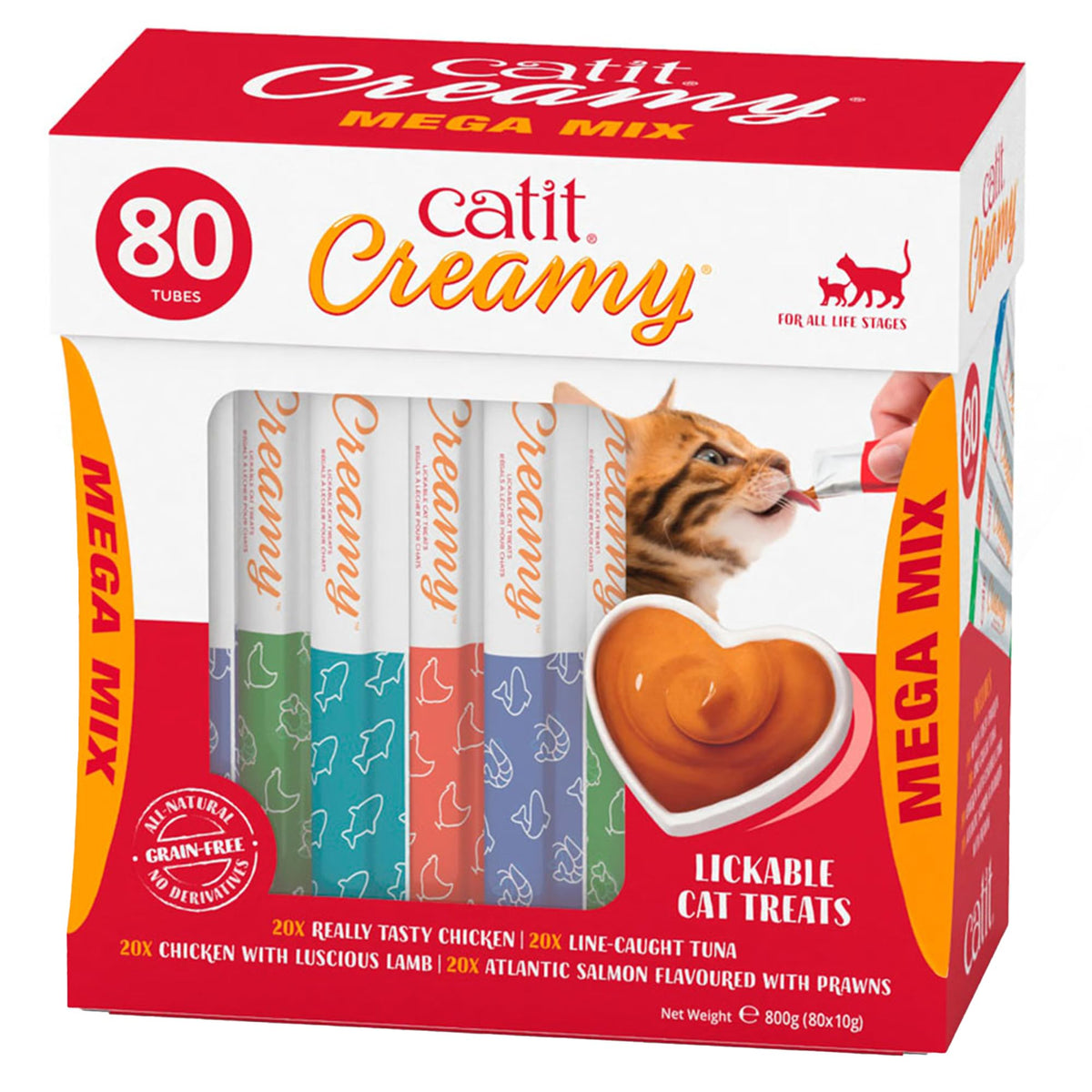 Catit Creamy Salmon & Prawn Lickable Cat Treats for Cats & Kittens 15x10g