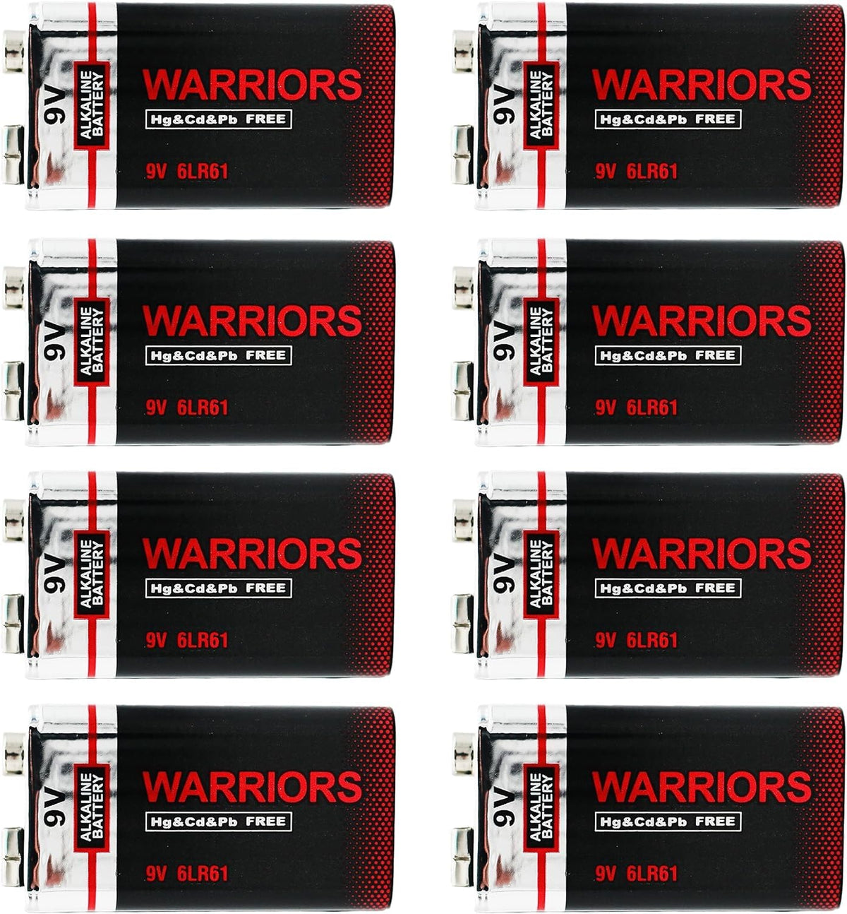 Warriors 4X 9V Alkaline Batteries, 6LR61, Long Lasting Power