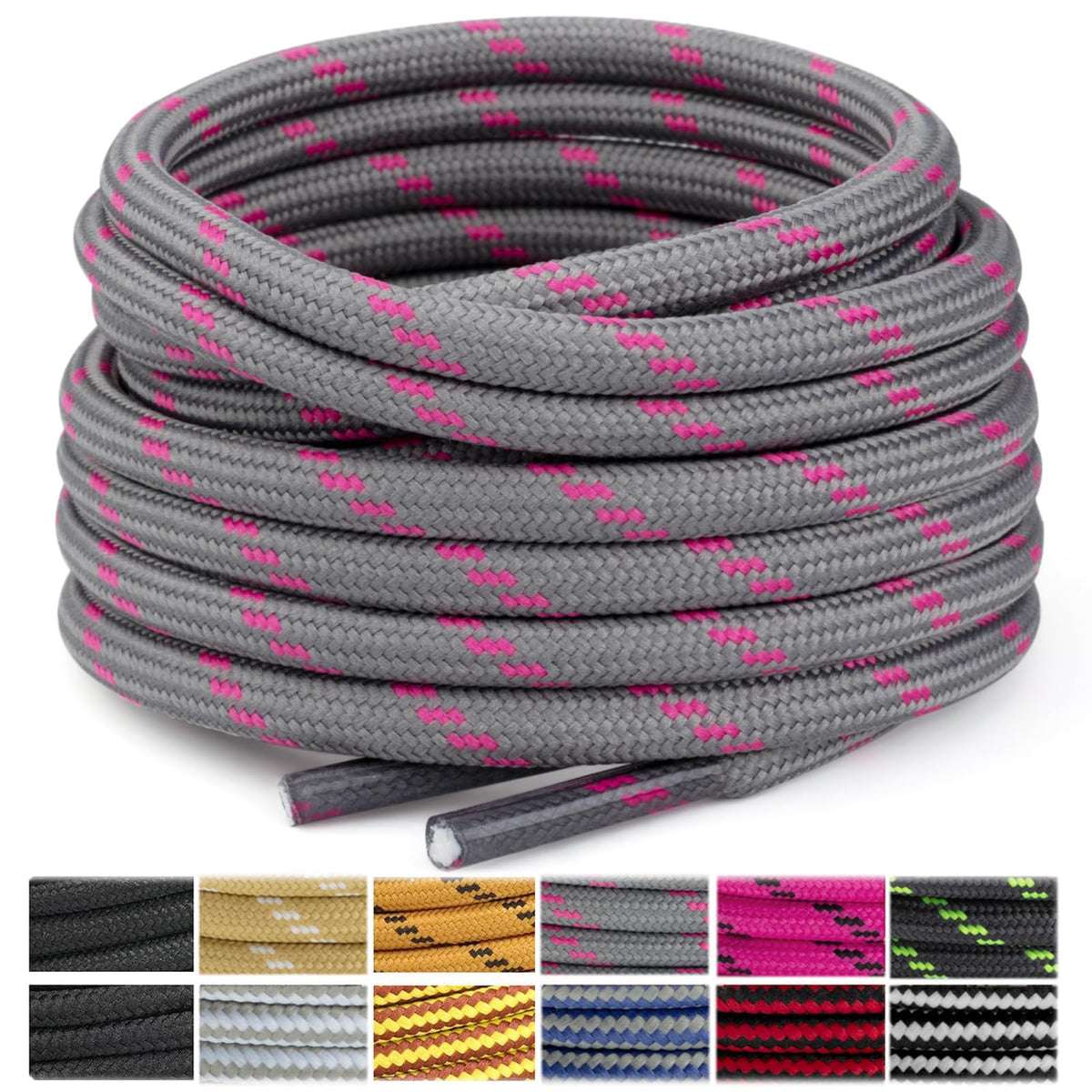 Stepace 2 Pairs Round Heavy Duty Boot Laces for Hiking and Work Boots