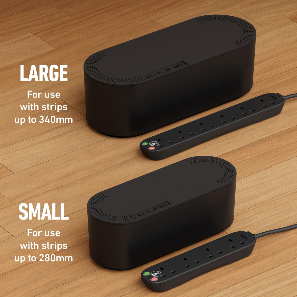 D-Line Cable Tidy Box, Hide & Conceal Extension Blocks, Desk Cable Management Solution, TV Wire Tidy, Made from Electrically Safe ABS Material - 325mm (L) x 125mm (W) 115mm (H) - Small, White