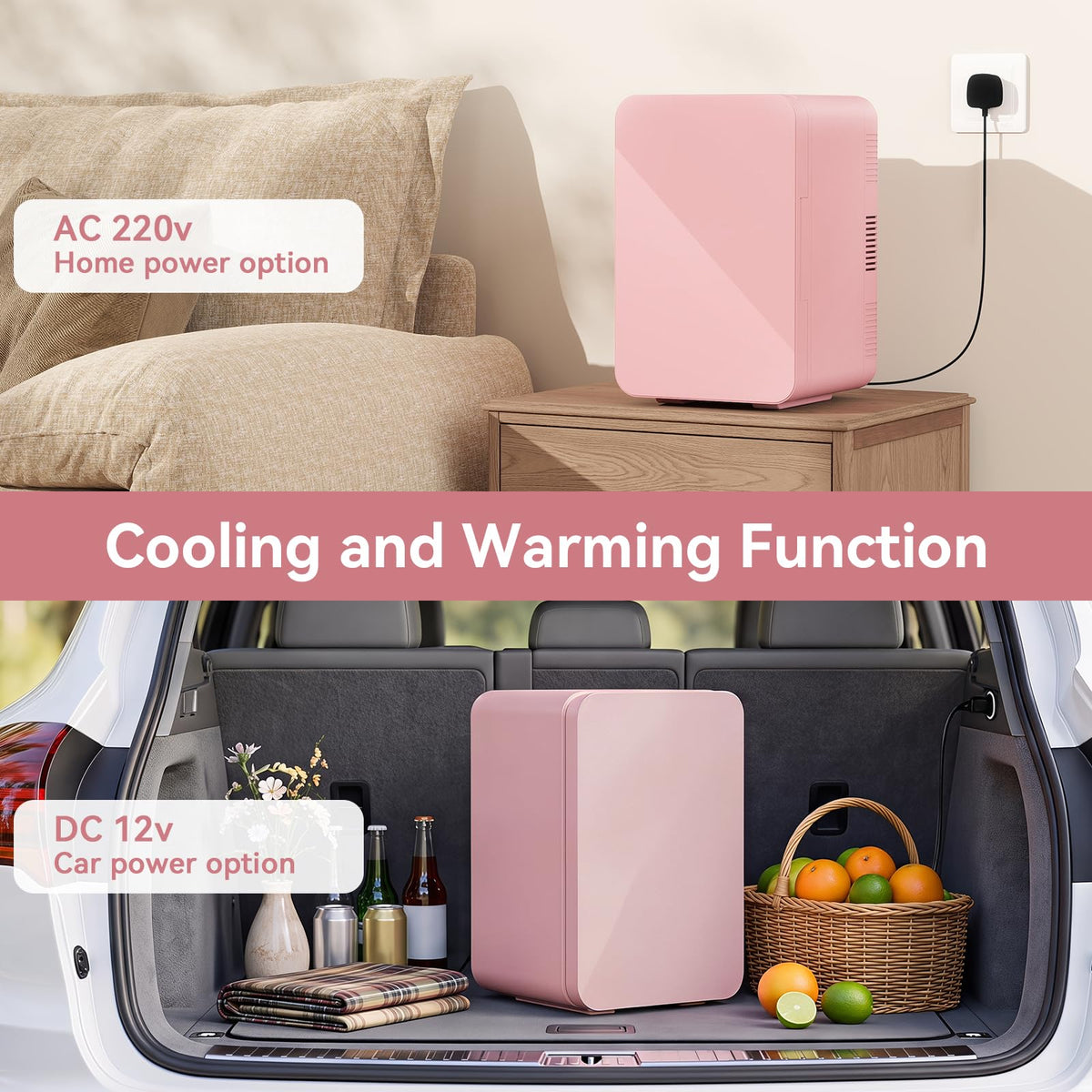ARTETHYS Mini Fridge for Bedrooms, 10L Small Portable Car Fridges