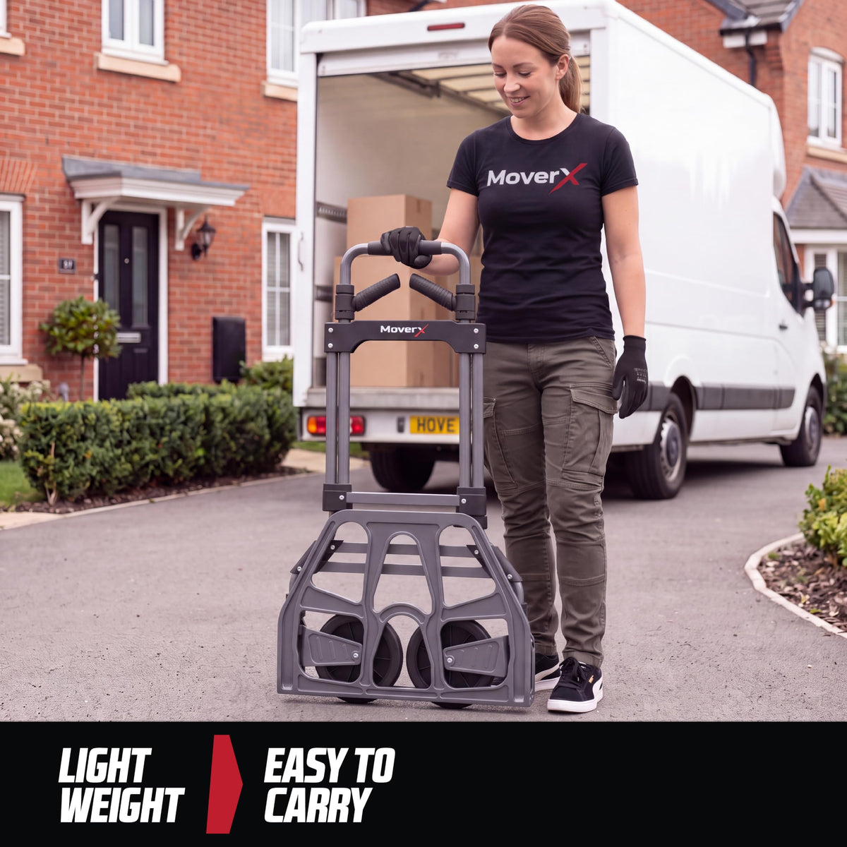 MoverX Folding Hand Truck Aluminium, Heavy Duty Hand Truck Foldable Trolley on Wheels, Multi Purpose Sack Truck Moving Trolley, 80kg