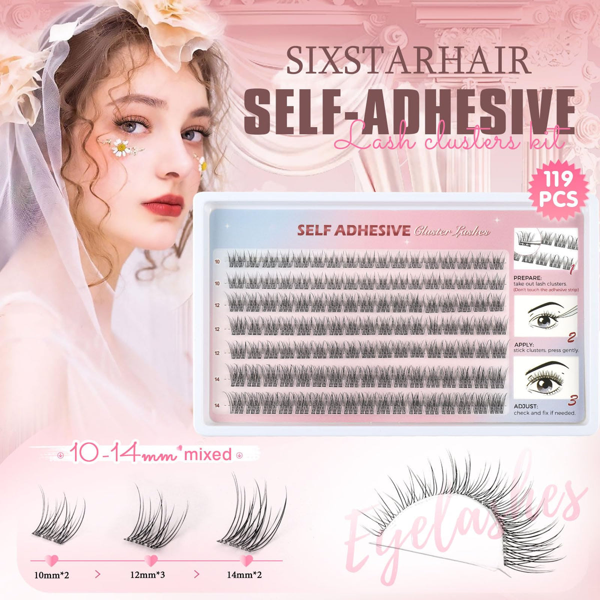 Sixstarhair Individual Eyelashes Kit Lash Clusters with Glue and Remover