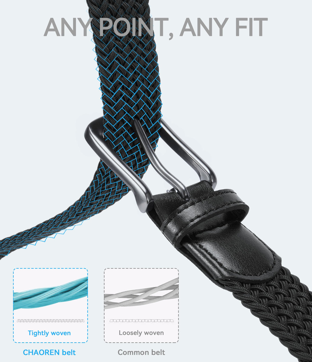 CHAOREN Elastic Belts for Men, Stretch Webbing Belt for Golf & Jeans 1 3/8"