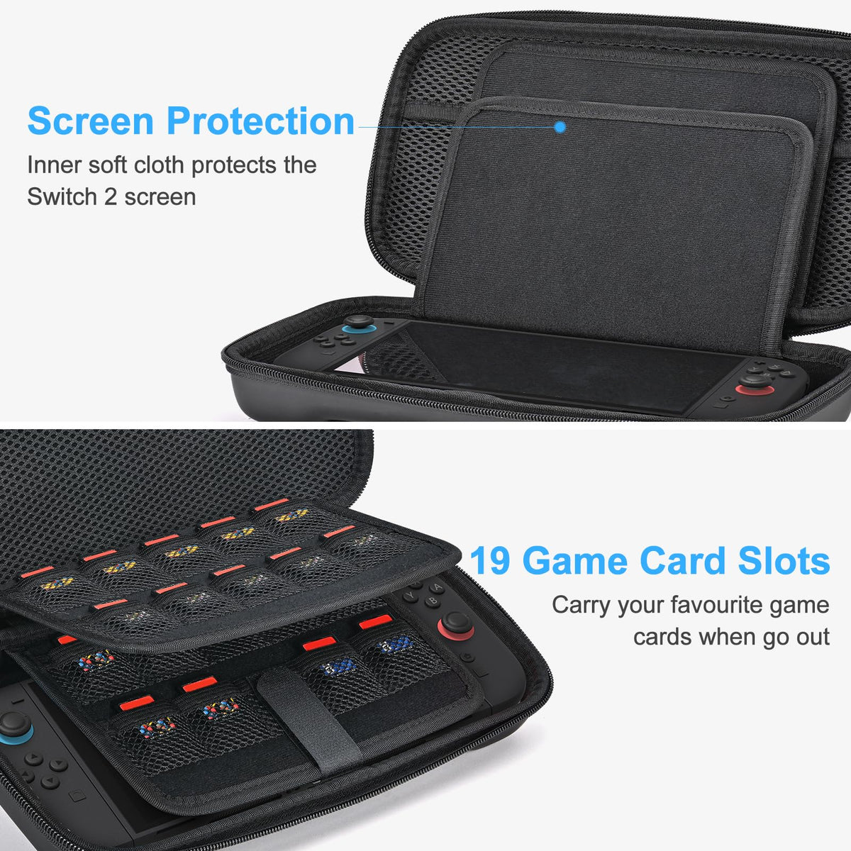 Younik Switch Accessories Bundle, 17 in 1 Switch Accessories Kit for Girls Include Switch Carrying Case with 9 Game Card Slots, Adjustable Stand, Protective Case for Switch Console & J-Con (Blue)