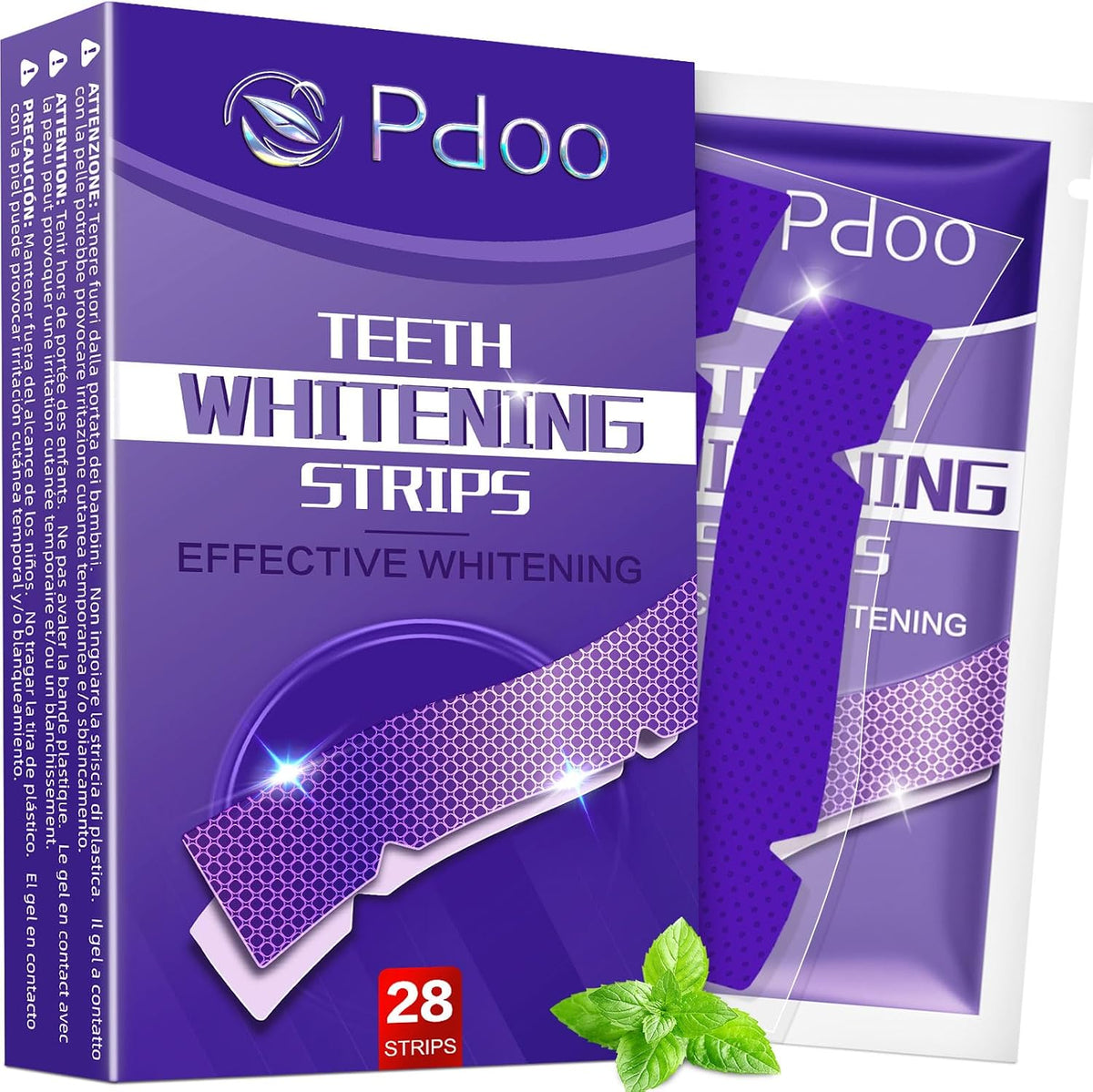 Purple Teeth Whitening Strips 14 Treatments - Enamel-Safe & No-Sensitivity & No-Slip Whitening Strips - Fast Teeth Whitening in 7 Days - Whitening Kit for Coffee, Wine Stains Removal, Mint Flavor