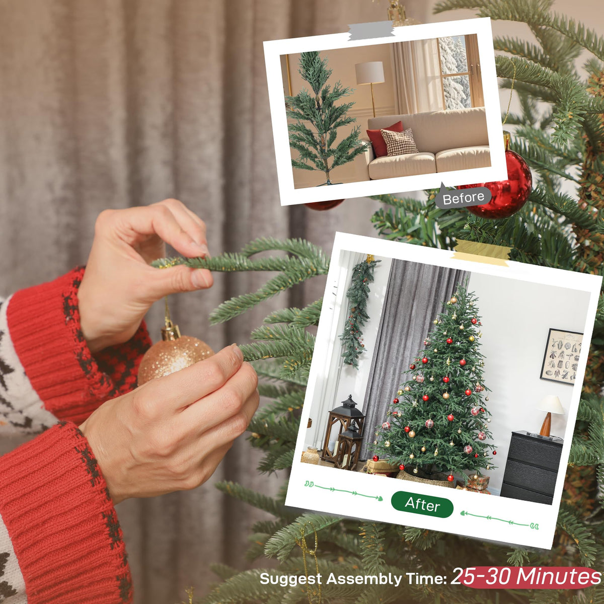 HOMCOM 6 ft Artificial Christmas Tree, 1814 Realistic Dense Branches, Green