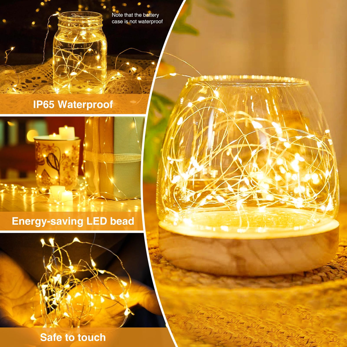 btfarm 2 Pack Halloween Orange Fairy Lights Battery Operated with Timer