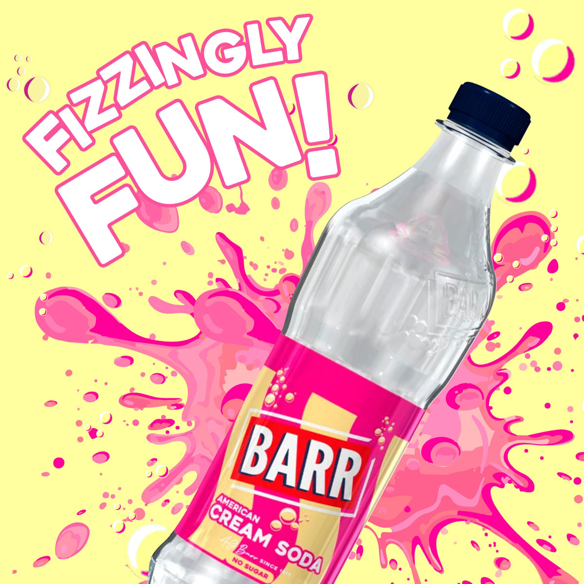 Barr Cream Soda Zero Sugar Sparkling Soft Drink, 24 Pack, 330ml Cans