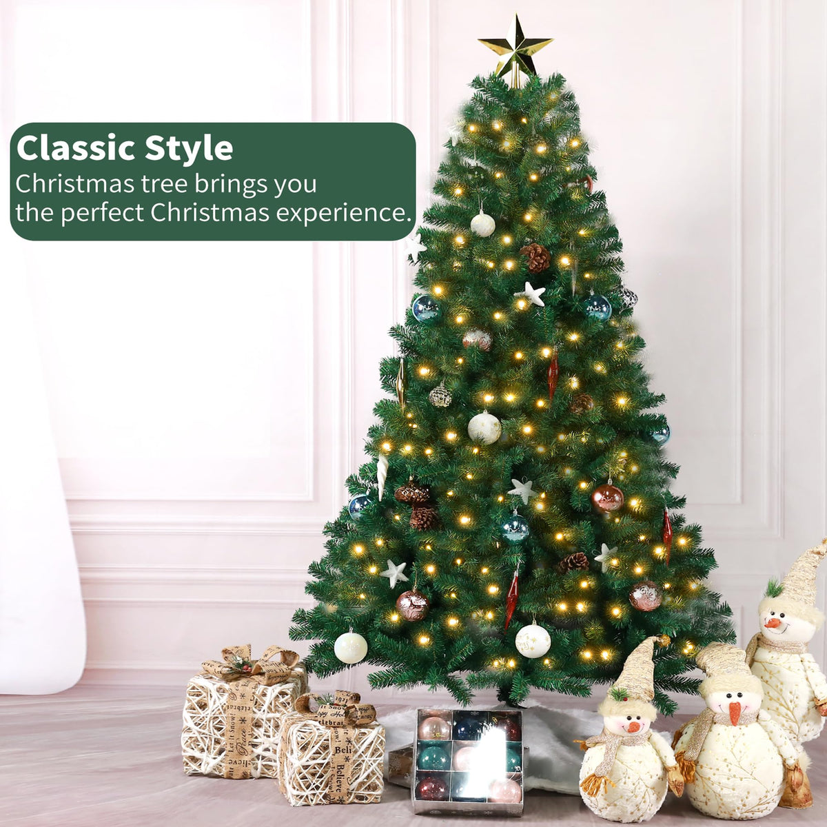 7ft Premium Christmas Tree 1432 Branch Tips Green Xmas Trees Bushy Artificial Christmas Tree Pine Tree with Metal Stand Easy to Assemble Realistic Spruce Branches Christmas Tree for Indoor and Outdoor