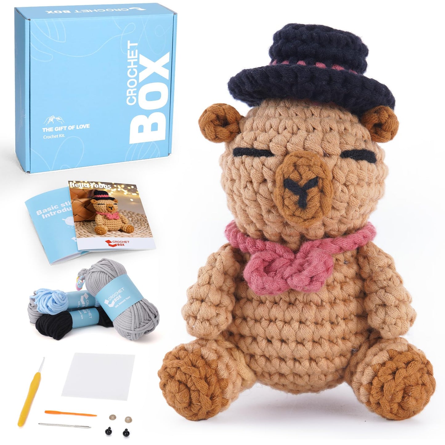 CROCHET BOX Complete Crochet Kit for Beginners - Highland Cow Crochet Kit, Include Video Tutorial, Instruction, Soft Yarn, Birthday Gift for Adults.